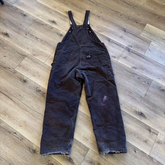 Carhartt Overalls Mens 44 x 32 Double Knee Dark Brown Lined Bibs Vintage R27 DKB - Picture 2 of 12